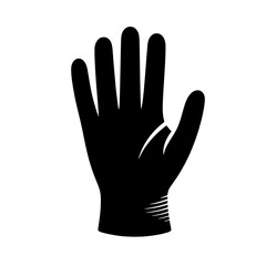 Obraz premium Protective Hand Icon: A simple yet powerful silhouette of a hand wearing a protective glove, symbolizing safety, hygiene, and cleanliness. Ideal for medical, industrial, and sanitation contexts. 