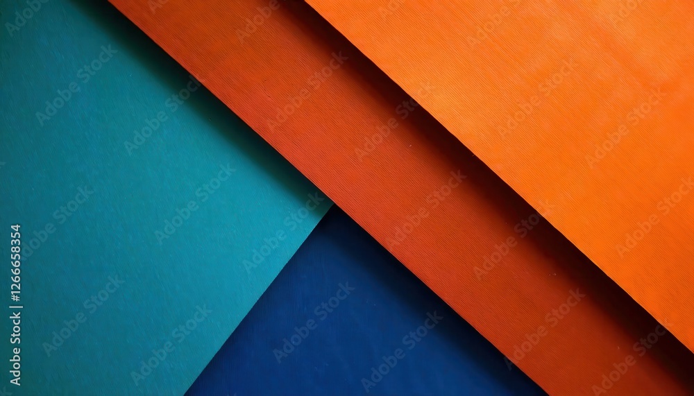 Aufkleber abstract geometric background with overlapping orange, blue, and green textured paper layers in diag