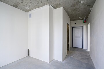 rough repairs for self-finishing. interior decoration, bare walls of the room, stage of construction. interior apartment room