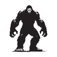 Tall and powerful Bigfoot silhouette crafted for legend-based artwork - Bigfoot illustration - Bigfoot vector - mythical creature silhouette
