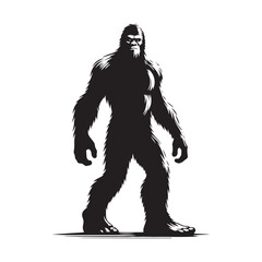 Haunting Bigfoot silhouette created for supernatural and fantasy projects - Bigfoot illustration - Bigfoot vector - mythical creature silhouette
