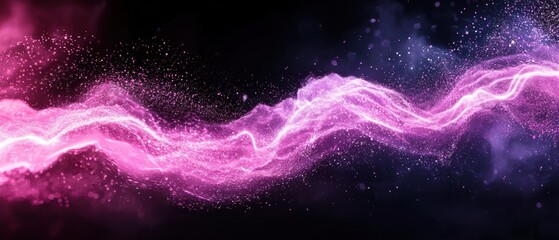 Fototapeta premium Dynamic Abstract Background for Graphic Presentation with Vibrant Pink and Purple Flowing Waves, network abilities, technological processes, digital storages, science, education