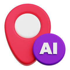 Artificial Intelligence Tech 3d icon isolated on the transparent background