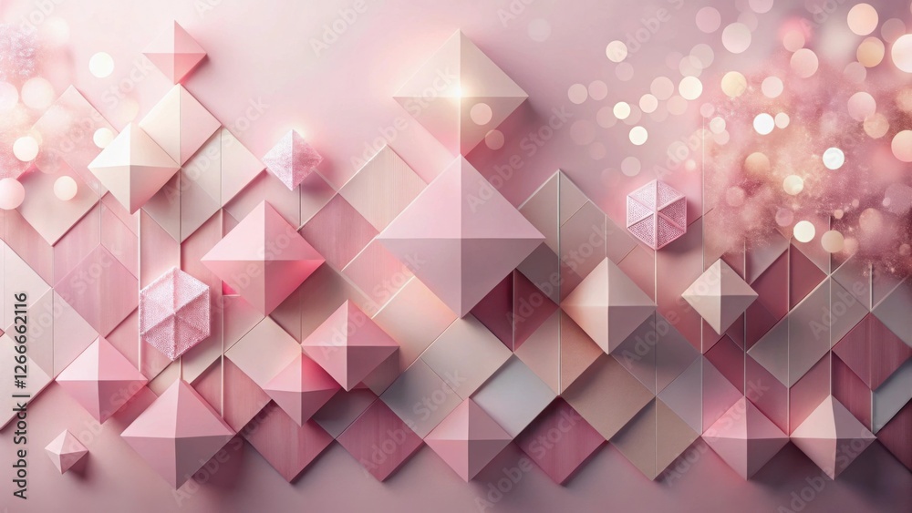 Poster abstract pink geometric shapes and sparkling lights background