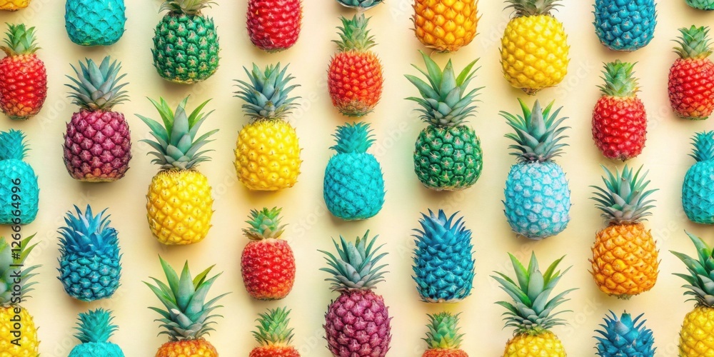 Poster vibrant pineapple pattern a colorful arrangement of tropical fruits in a repetitive design featuring