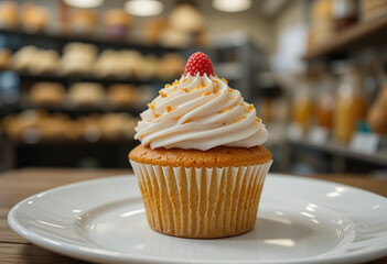 cupcakes with cream and berry