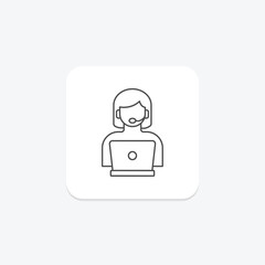Customer Service thinline icon, vector, pixel perfect, illustrator file