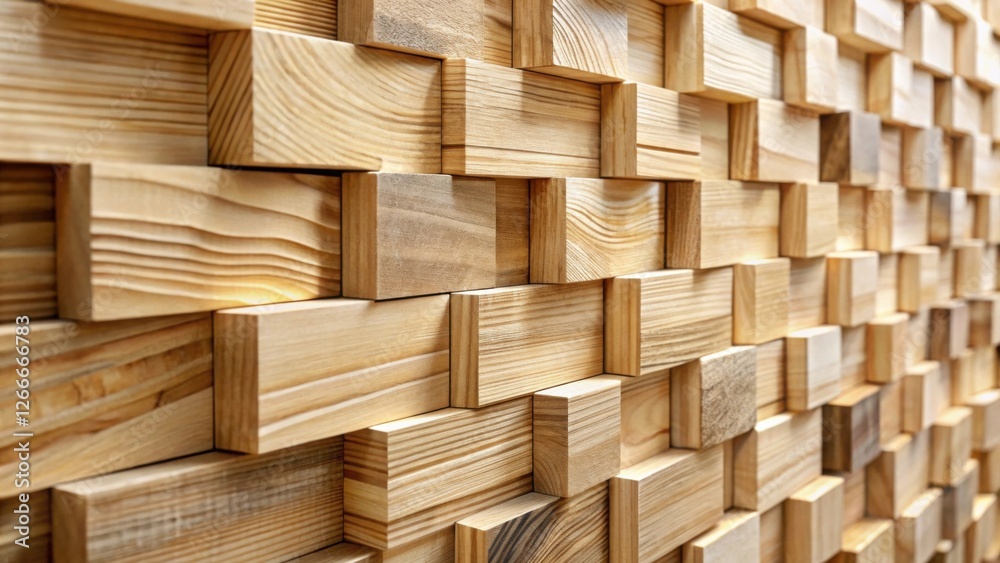 Aufkleber abstract wooden block wall texture a detailed close-up of interlocking light brown wood pieces formi