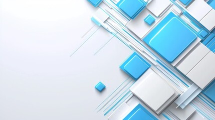 Abstract Blue and White Geometric Design: A Modern Tech-Inspired Artwork