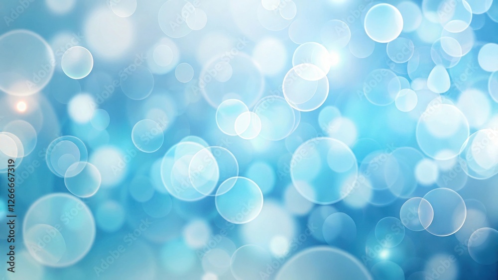 Aufkleber Abstract Light Blue Bokeh Background with Soft Glowing Circles and Subtle Highlights