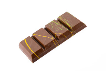 Chocolate bar filled with pistachio kunafa. Dubai chocolate