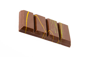 Chocolate bar filled with pistachio kunafa. Dubai chocolate