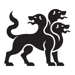 Greek underworld Cerberus silhouette standing as a fierce protector - Cerberus illustration - Cerberus vector - mythical creature silhouette
