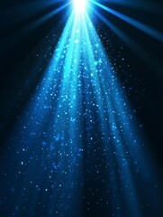 Blue spotlight shining down on a black background