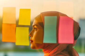 Collaborative Innovation Workshop Visual Brainstorming with Colorful Sticky Notes for Modern Business Strategy in Diverse Office Environment - Enhancing Creative Problem-Solving Skills