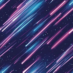 Obraz premium Seamless Pattern Vibrant abstract pattern featuring colorful streaks of light and starry background.