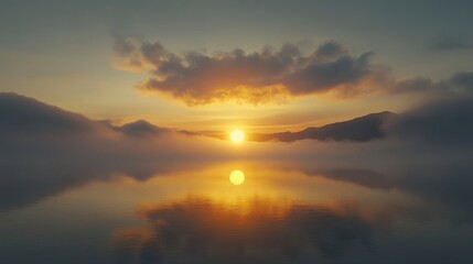 Obraz premium Serene Sunrise Reflection