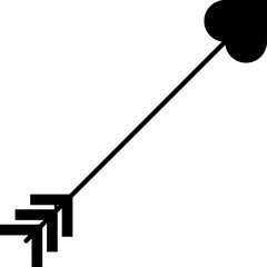 Arrow with heart-shaped arrowhead. Cartoon flat icon. Vector illustration