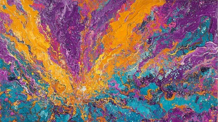 Abstract colorful fluid acrylic pour painting.