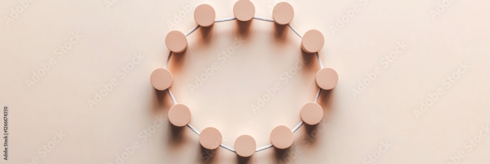 Poster minimalist diversity chain paper cutout figures in connected ring - social inclusion content for mod