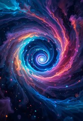 Mystical Cosmic Swirl, A Colorful Nebula Portal to Another Dimension