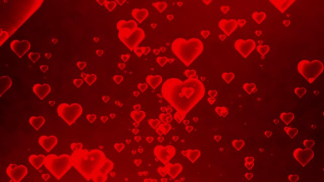 Animated love heart particle flying upwards, red heart symbol animation suitable for motion graphics with themes of romance, affection, marriage and love stories.