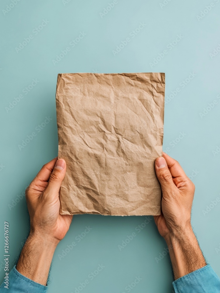 Poster minimalist legal identity concept professional hands with textured paper document against teal - adm