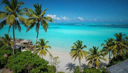 Tranquil Paradise: Coconut Trees by the Azure Sea