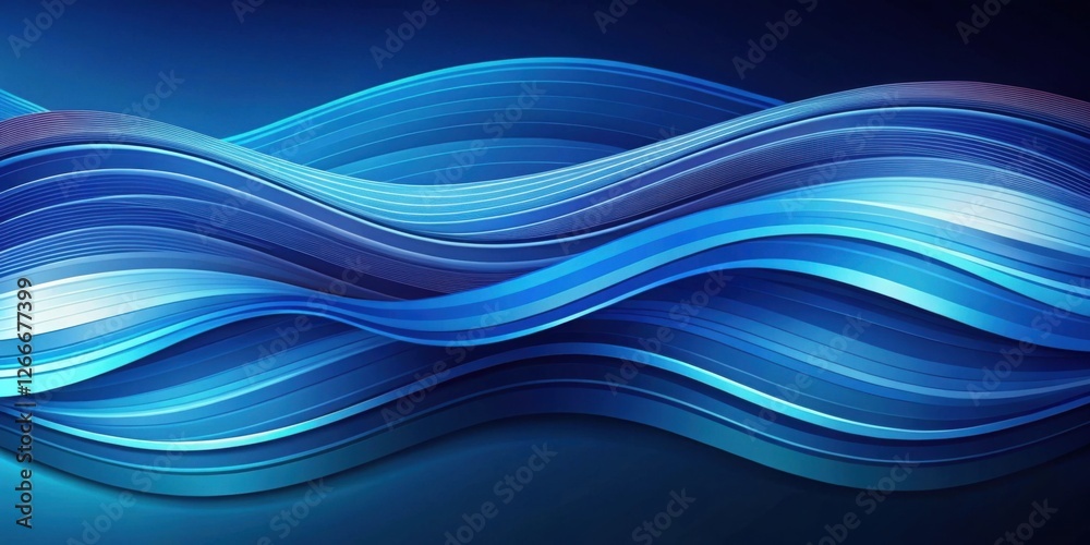 Fototapete abstract blue wave pattern background design with smooth curves and gradient shades