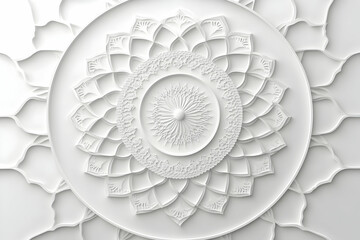 Ornate White Ceiling Design, Intricate Pattern, Decorative