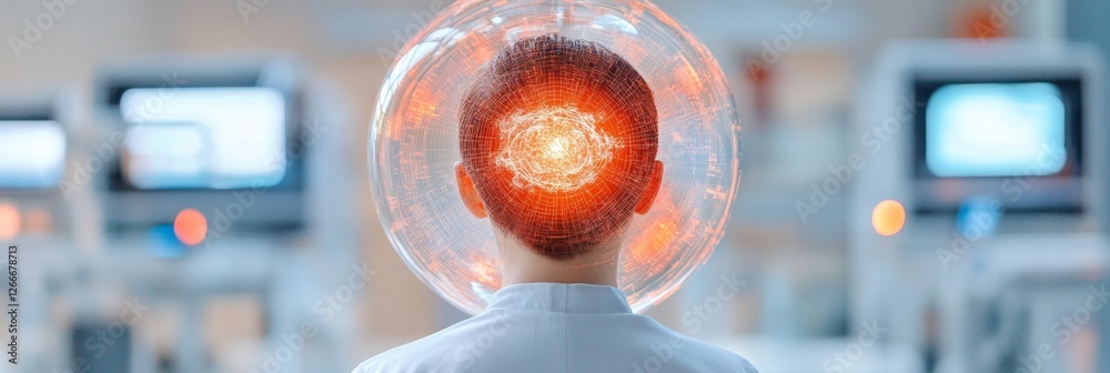 Aufkleber Futuristic Scientific Interface AI-Powered Holographic Data Visualization in Cutting-Edge Research Labs - Enhanced Workflow Solutions for Tech-Driven Innovations