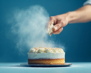 Soft Light Gourmet Cake Crafting Prosthetic-Enabled Baker Piping Whipped Cream for Modern Culinary Innovation and Inclusive Gastronomy Content in Professional Kitchens