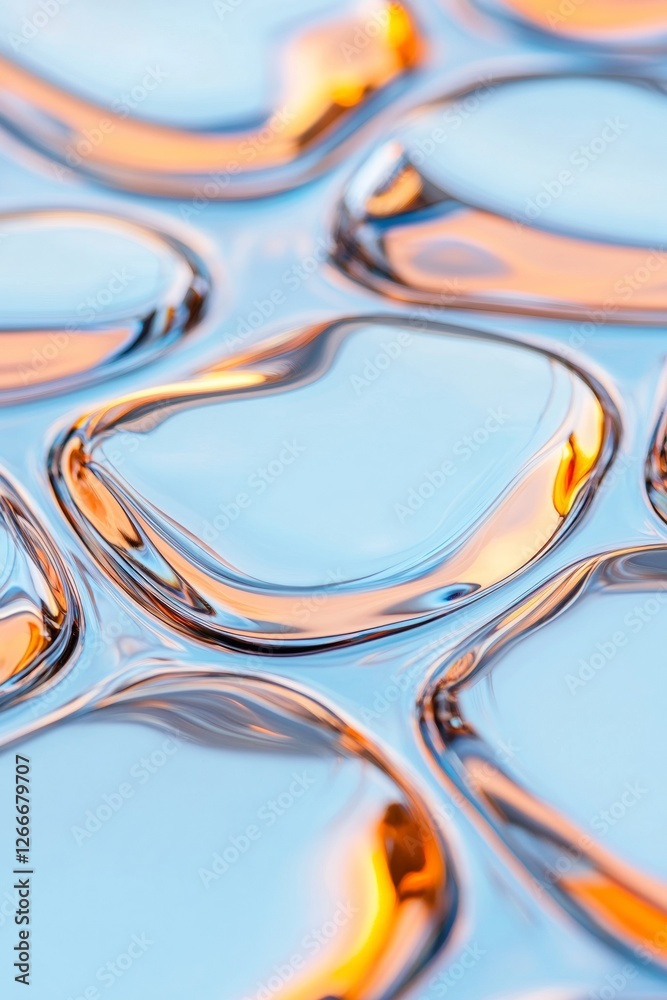 Aufkleber contemporary fluid scape abstract glass structures illuminated by bi-color gradient - high-end inter