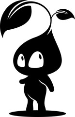 design of cute characters in black and white illustration concept