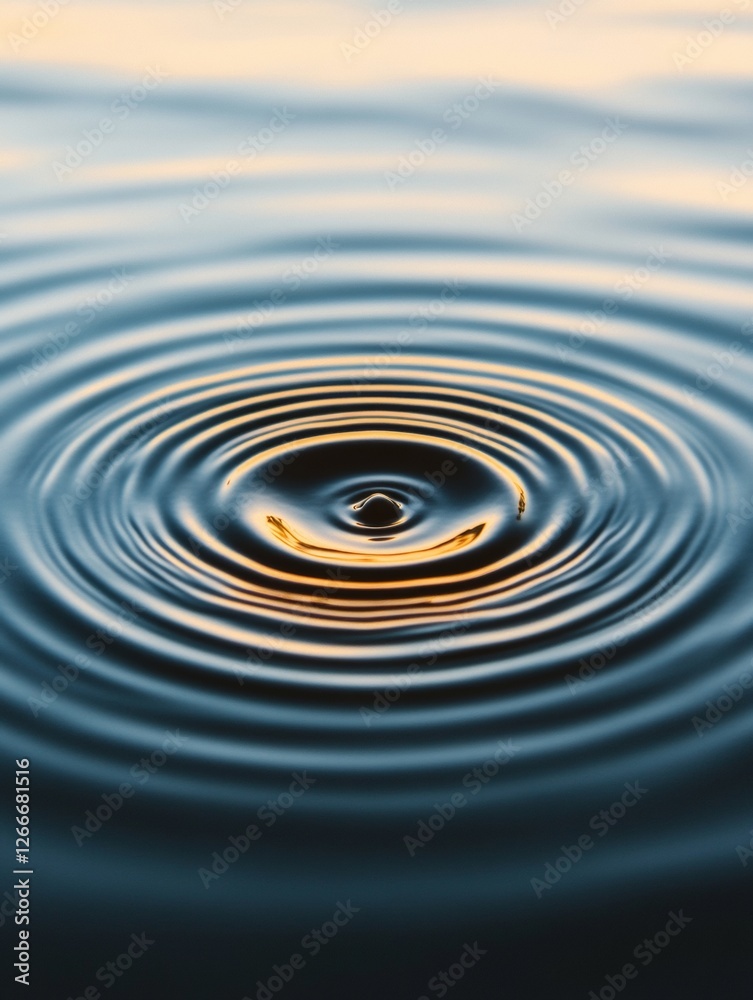 Poster rippled water aesthetic perfect sphere on dynamic surface for environmental branding - fluid texture
