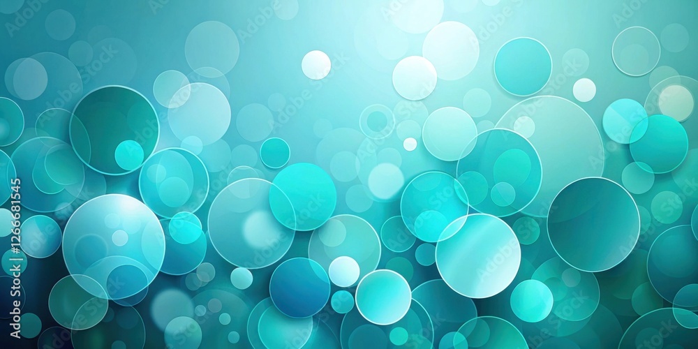 Aufkleber Abstract Teal and Aqua Circle Background Design Featuring Overlapping Translucent Bubbles of Varying Sizes and Opacity, Creating a Soft and Dreamlike Visual Effect