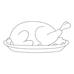 Minimalist Roast Chicken Line Art – Classic Food Illustration