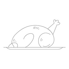 Minimalist Roast Chicken Line Art &ndash; Classic Food Illustration