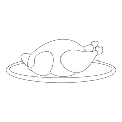 Minimalist Roast Chicken Line Art – Classic Food Illustration