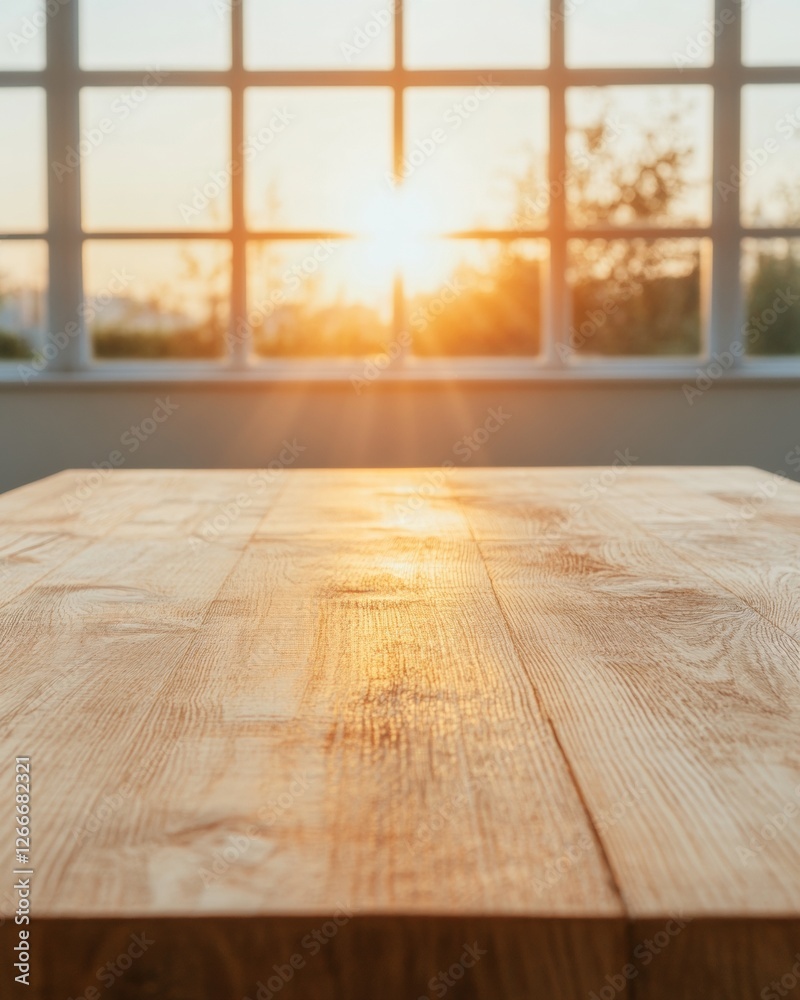 Aufkleber Rustic Wooden Table in Sunlit Conference Room - Collaborative Business Environment and Sustainable Design for Modern Professional Networking and Workplace Dynamics