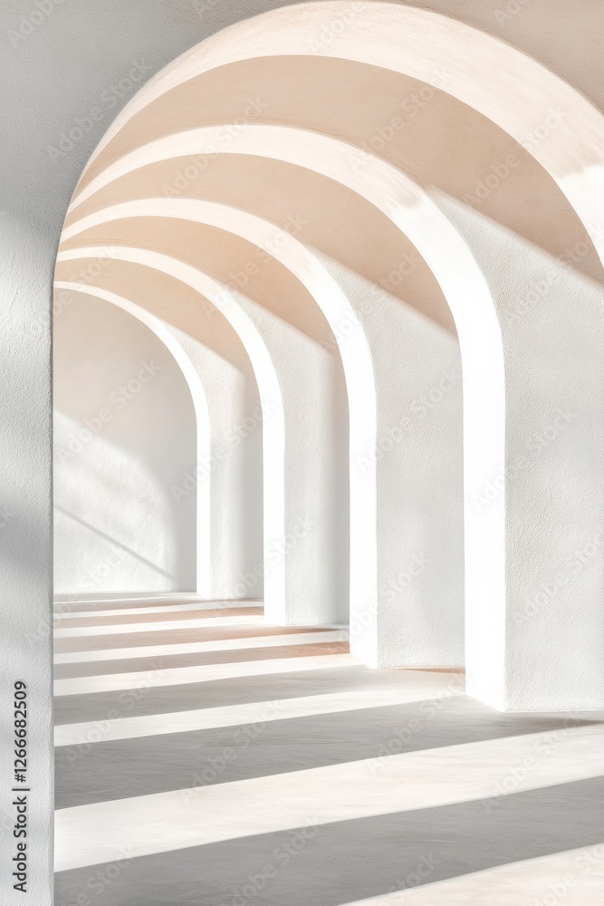 Poster curved architectural elegance soft-textured minimal arches and shadows for modern interior design in