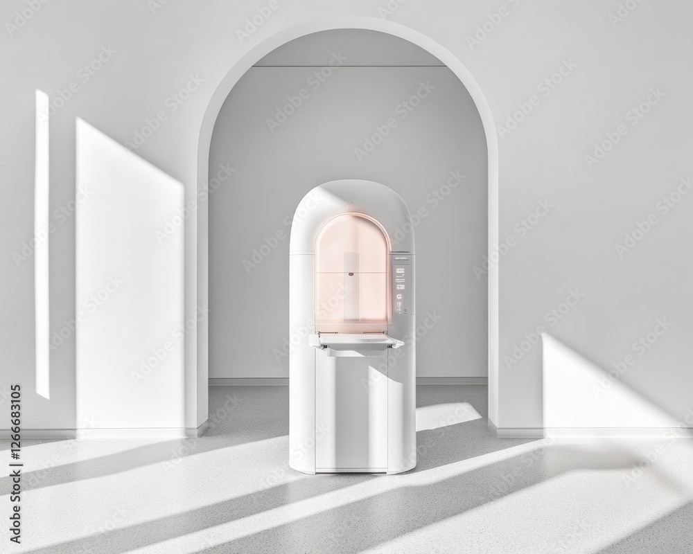 Poster minimalist healthcare design sleek white examination unit with integrated tech for clinics - enhanci