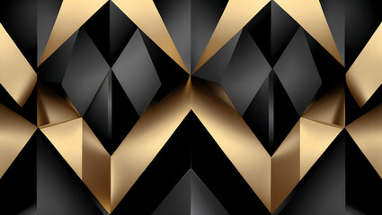 Luxurious Art Deco Pattern in Black and Gold with a Vintage-Inspired Geometric Aesthetic