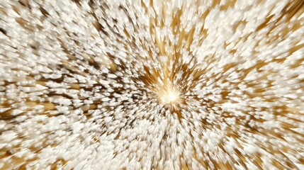 Fototapeta premium Abstract explosion of white particles on a golden background creating a dynamic visual effect