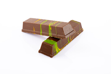 Chocolate bar filled with pistachio kunafa. Dubai chocolate