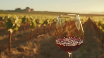 Vineyard Sunset, Red Wine Glass