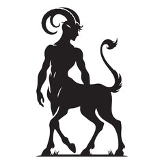 Elegant and magical Faun silhouette with mythical energy - Faun illustration - Faun vector - mythical creature silhouette
