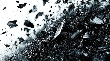 Black and white abstract shards explosion, dynamic background, graphic design