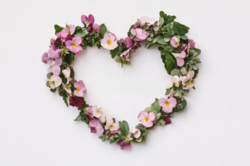Obraz premium Heart-shaped flower wreath celebrating Mother's Day with elegant design in soft colors
