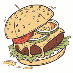 burger and fries vector illustration
